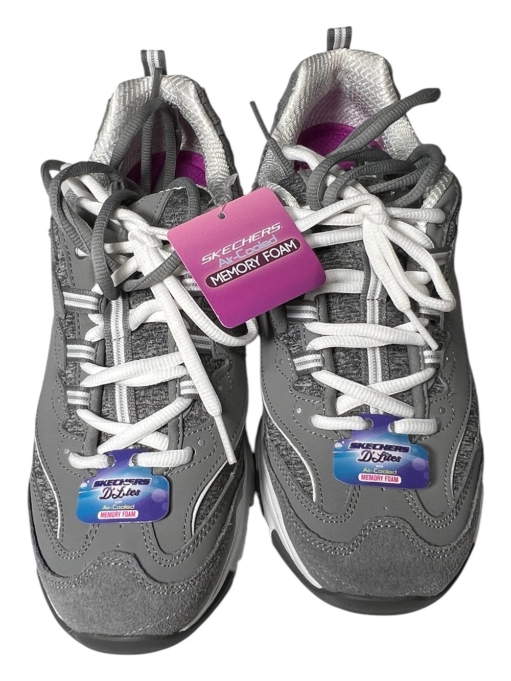 NWT Skechers D’Lites Me Time Walking Sneakers Gray/White | Size 9.5 Wide - Picture 2 of 10